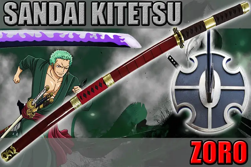 Katana en Bois Sandai Kitetsu Rouge de Roronoa Zoro dans One Piece