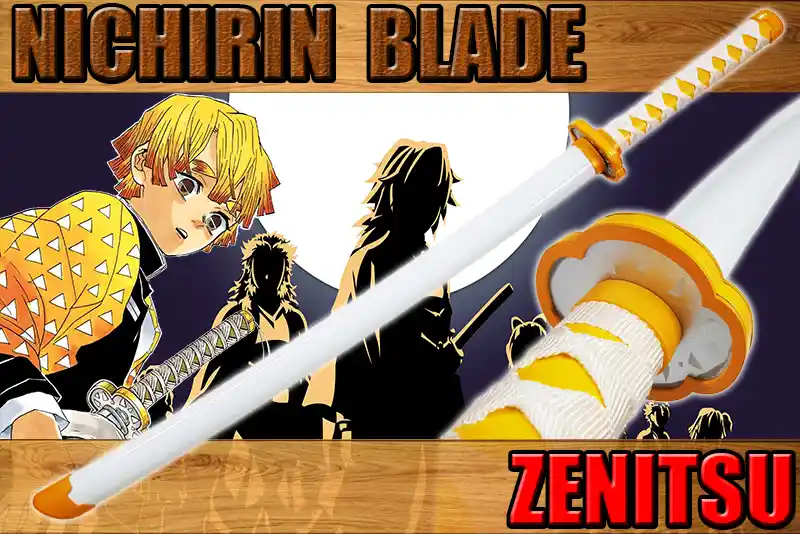 Demon Slayer Katana en Bois Lame en Bois Sabre Zenitsu Agatsuma