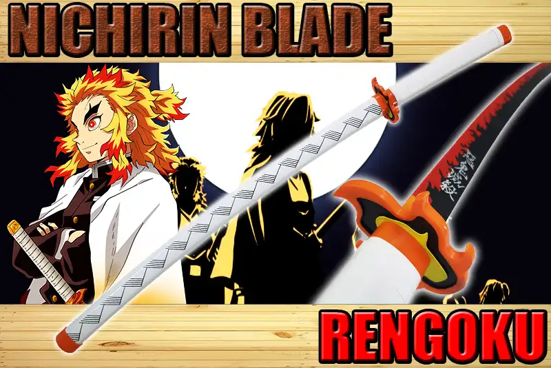 katana de rengoku en bois dans demon slayer