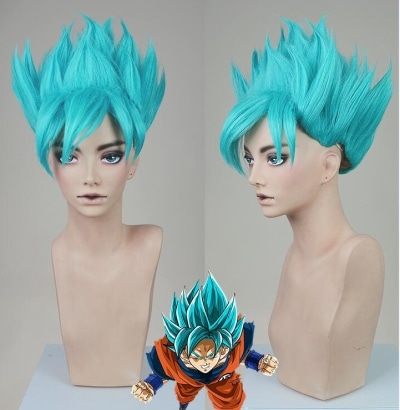 perruque dragon ball goku s s blue aw96